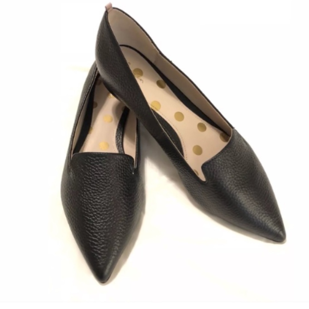 Boden leather black point flats